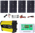 3000 Watt Solar Panel Controller and Inverter Solar Panel Kits with Adjustable Solar Panels Home Solar System Kits Fast Charge Complete Solar Panel Kits for RVs(Yellow,12V-220V)