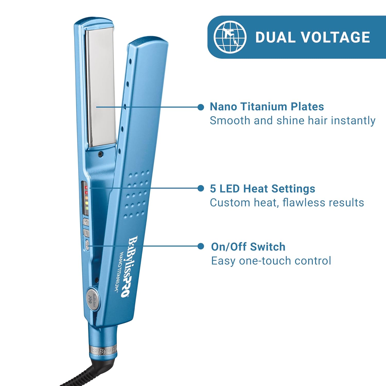 BaBylissPRO 1 1/4' Digital Ionic Flat Iron, Hair Straightener, Shorter Plates