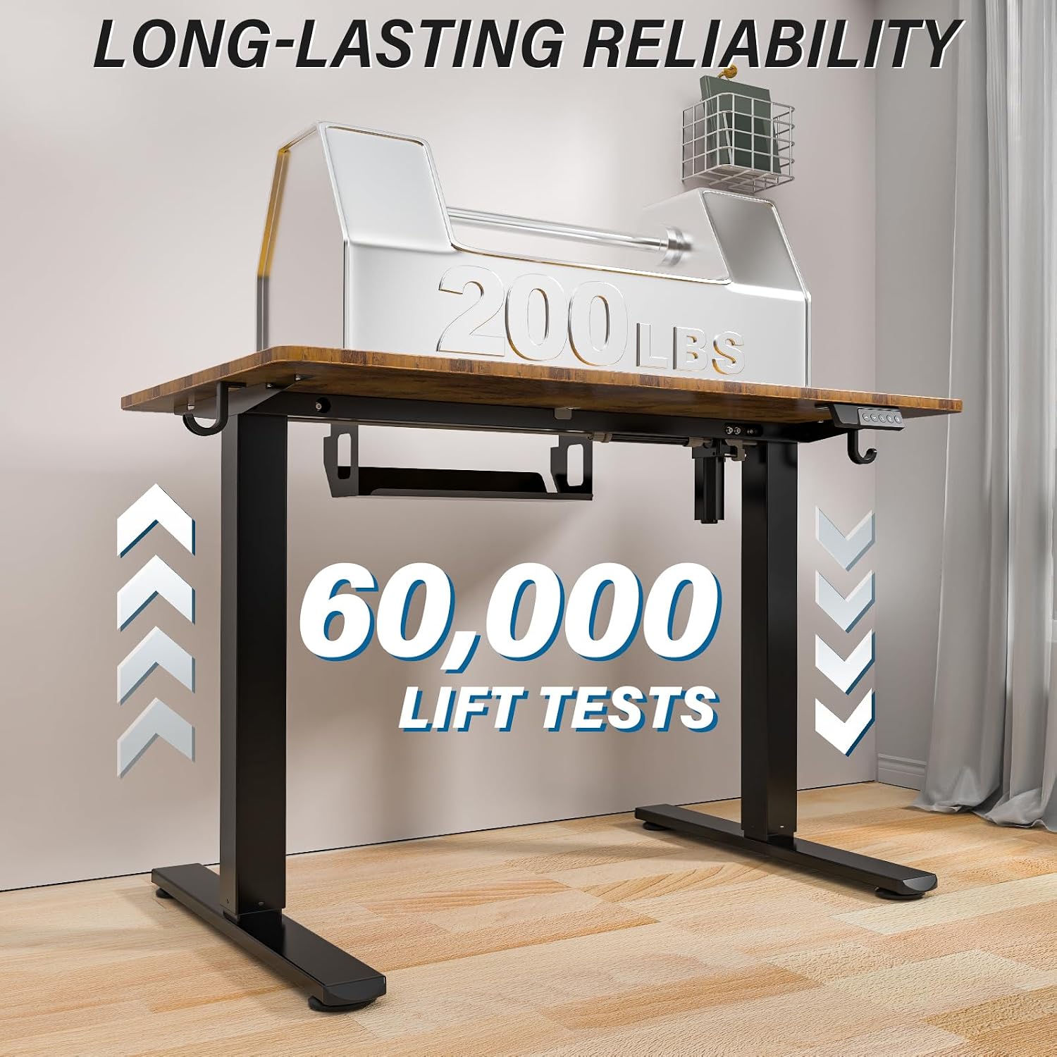 Kingant Standing Desk Height Adjustable Small Electric Stand Up Desks [35 x 20 Inch] - Ergonomic Sit Stand Desk Rising Desks for Home Office Computer Desk Stand Desk Workstation with Cable Management