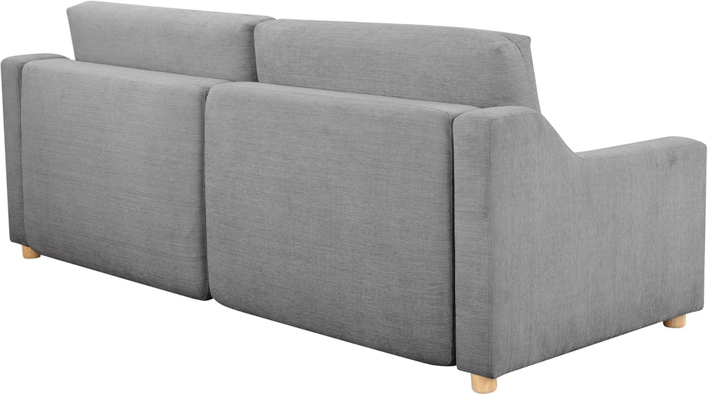 Serta Glendale 90.2' Queen Size Wall-Hugging Convertible Sofa, Dreamcoil Comfort, Chenille Fabric, Grey