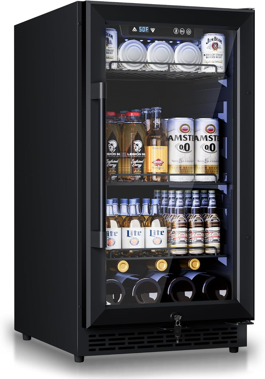 18'' Beverage Refrigerator, 160-Can Built-in or Freestanding Beverage Cooler with Four Adjustable Leveling Feet and Adjustable Shelves for Soda, Beer, Water, and Wine – Perfect for Home, Office, or Ba
