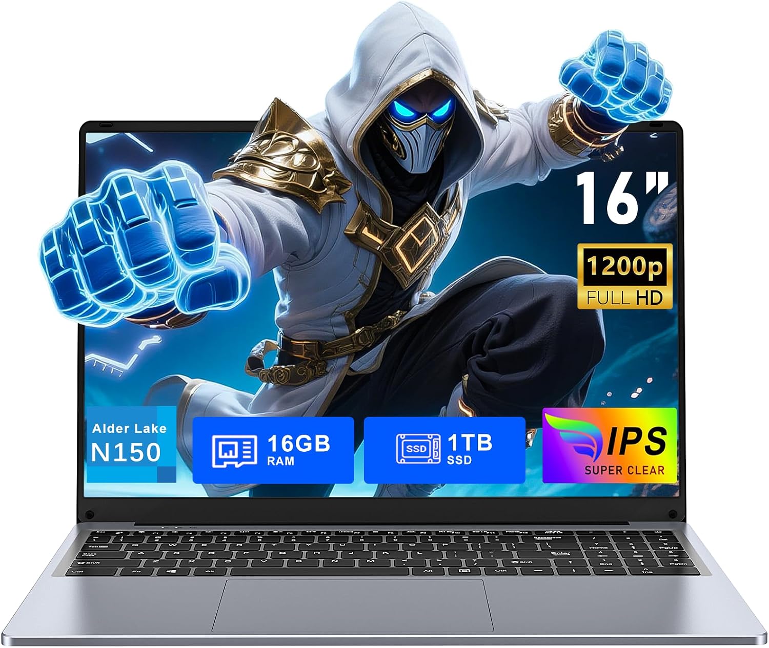 FUNYET Gaming Laptop, 16 inch Laptop Computer 2026 with Window 11 Pro, 16GB RAM 512GB SSD, Int 13th Gen N150 Processor(up to 3.6GHz), Backlit Keyboard, Mini HDMI, FHD 1920 * 1200