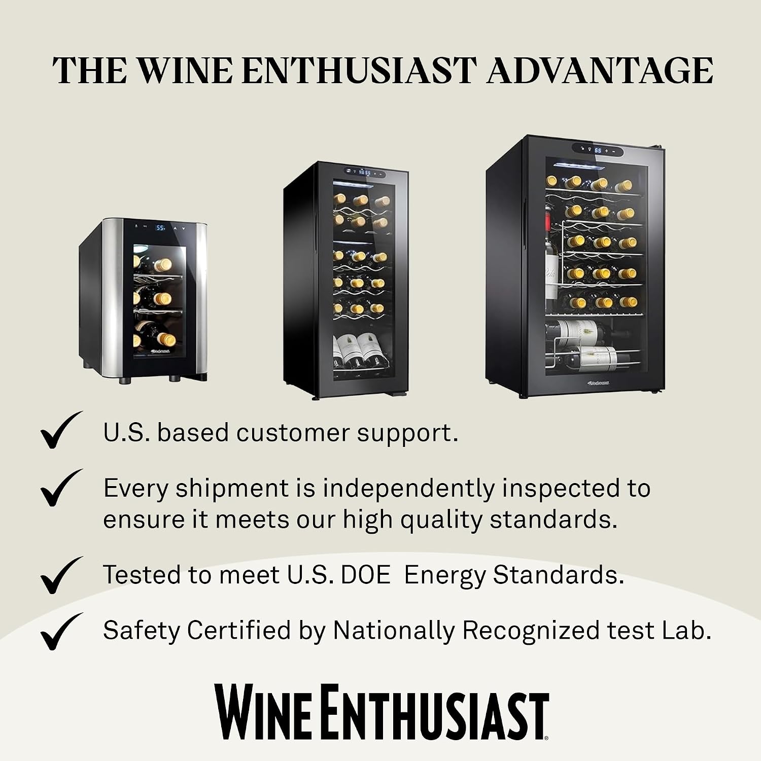 Wine Enthusiast 20-Bottle Compressor Wine Cooler - Freestanding 1.8 Cu. Ft. Wine Refrigerator for Home & Kitchen, Energy-Efficient Cooling of 41-64°F, Adjustable LED Touchscreen & Temperature Display