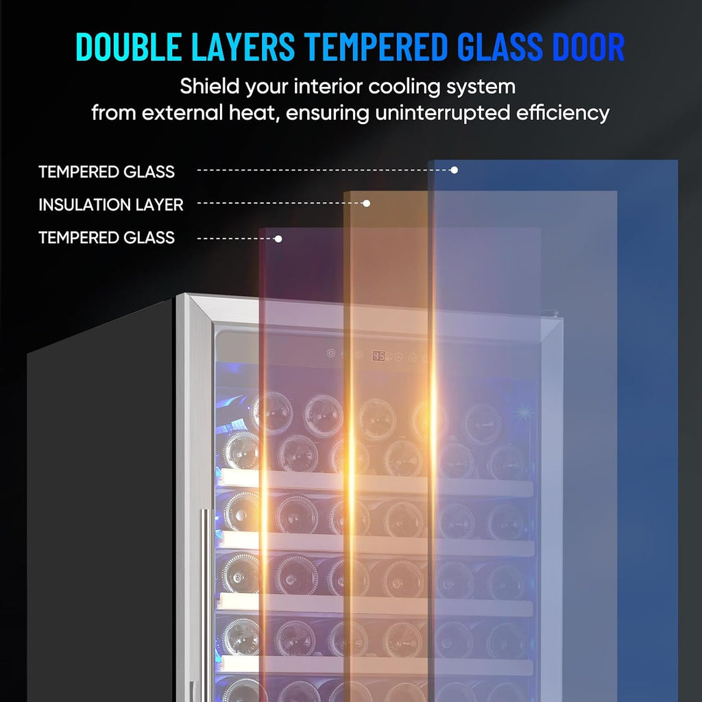 ORYMUSE Freestanding 180 Bottle Wine Fridge - 24' Built-in Cooler with Upgraded Compressor Cooling and Intelligent Temperature Memory, Large Capacity Refrigerator