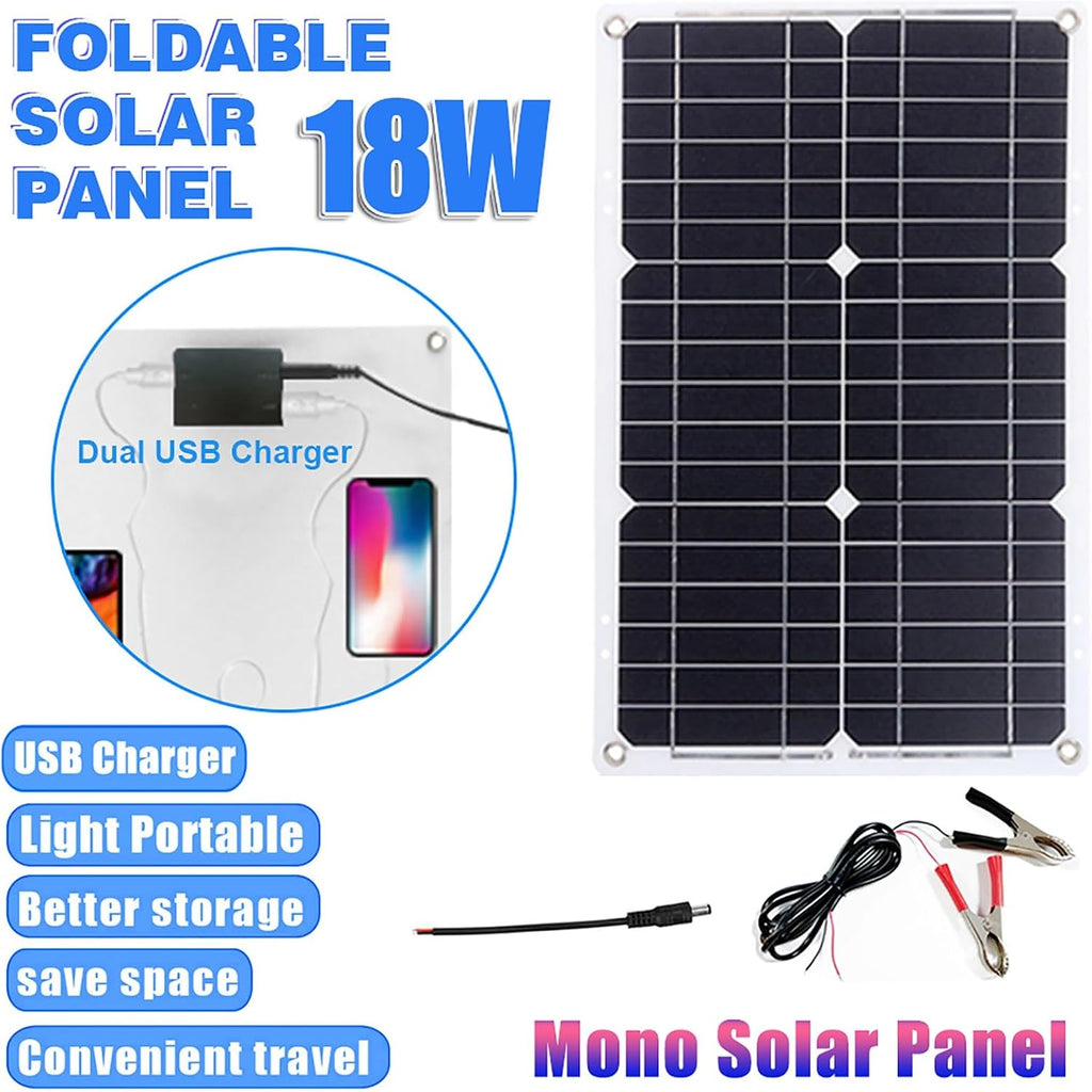Solar Power System Dual USB 18W Solar Panel + 3000W Pure Sine Wave Power Inverter with Dual LED Display + 30A Solar Charge Controller Solar System Package