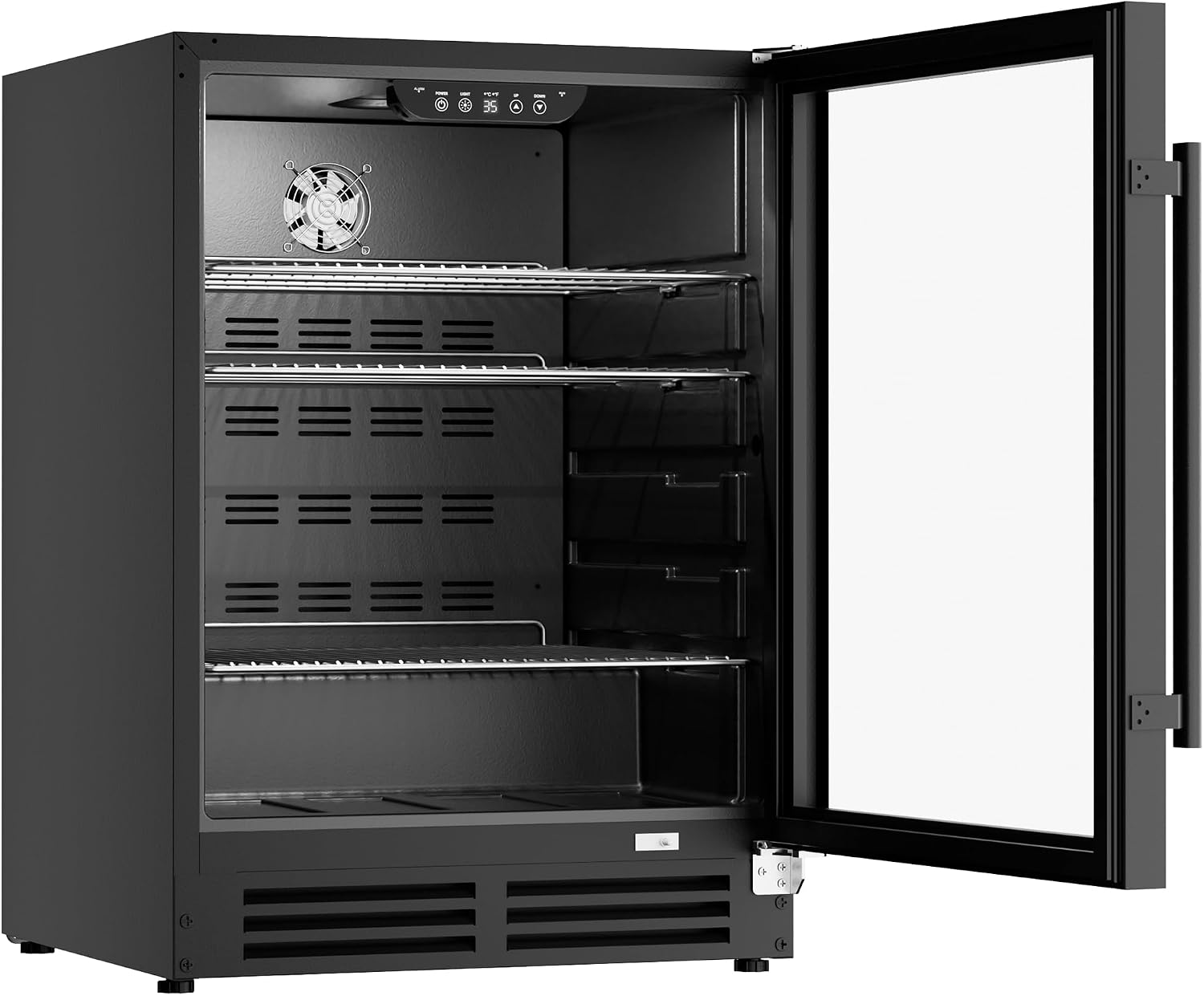 Coolake 24 Inch Wide Under Counter Beverage Refrigerator, 180 Can Capacity Beverage Cooler with Glass Door, Built in or Freestanding, Drink Fridge for Basement, Kitchen, Office