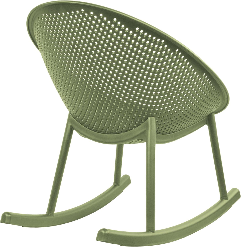2xhome Patio Rocking Chair | Oval Egg Shaped Lounge Rocker | All Weather Plastic | Modern Accent Side Chair for Indoor or Outdoor Use, Green, Single, Set of 1