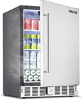 VEVOR 24-Inch Outdoor Beverage Refrigerator, 150 QT Built-in Drink Fridge, 0.56 kWh/Day Energy-Efficient Cooler with 304 Stainless Steel Door, Holds 180 Cans for Outdoor Kitchen, Home Bar, Patio