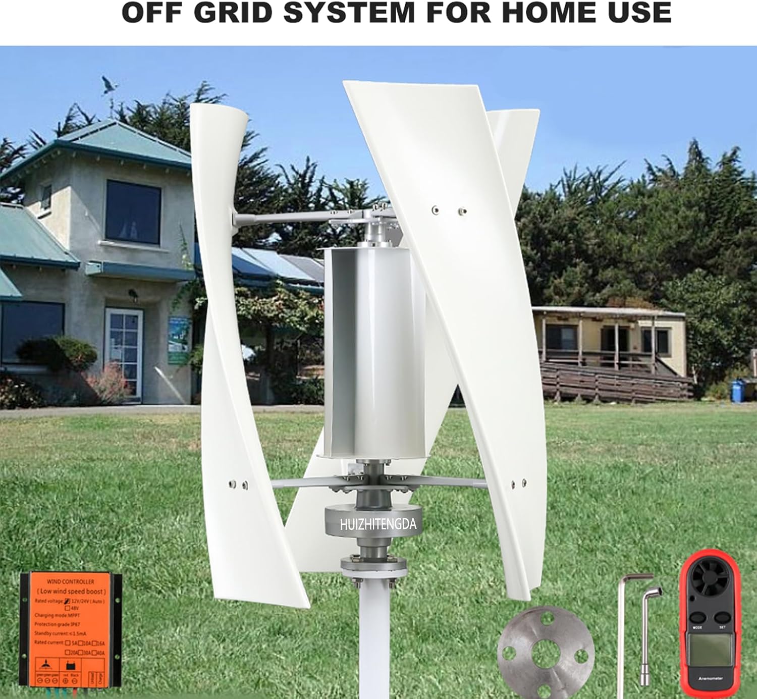 48V AC 3000W-5000W Wind Power Generator MPPT Controller, 3 Blades Wind Turbine Generator Auto Adjust Windward Home Use