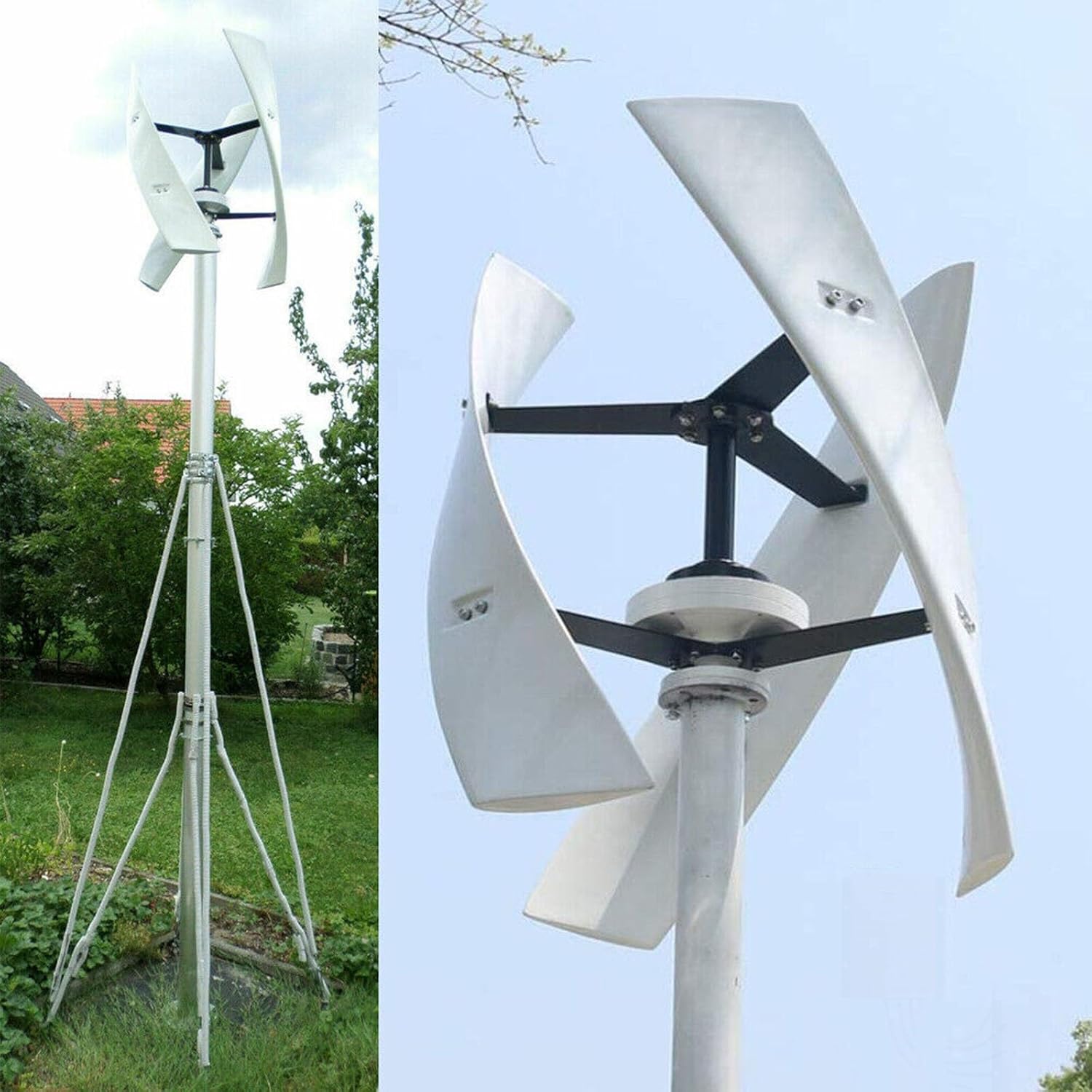 3000W Vertical Axis Wind Turbine Generator 12V 24V 48V Wind Turbine Generator Kit Free Energy Windmill Home Wind Turbine Maglev Breeze Start (Color : White, Size : 24V)