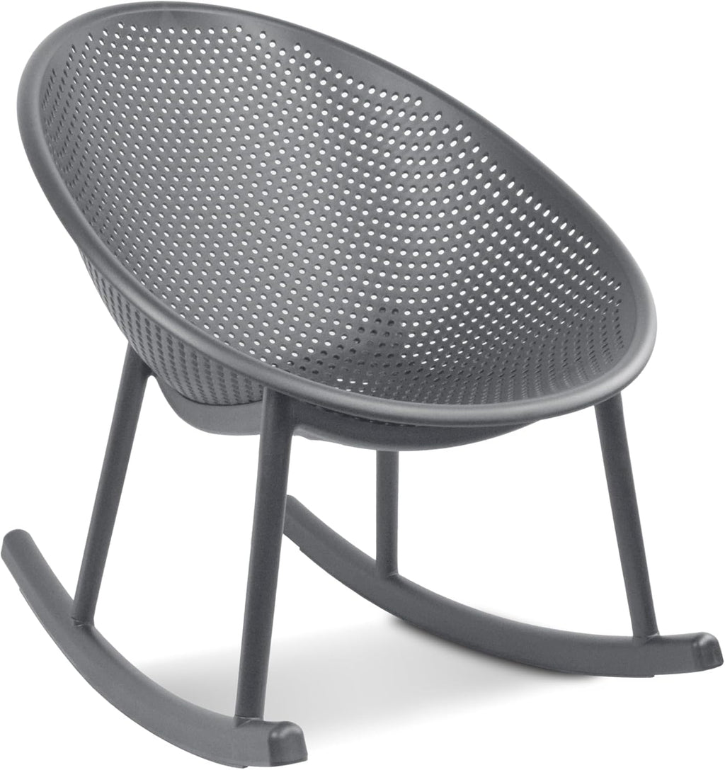2xhome Patio Rocking Chair | Oval Egg Shaped Lounge Rocker | All Weather Plastic | Modern Accent Side Chair for Indoor or Outdoor Use, Gray, Single, Set of 1