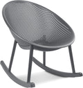 2xhome Patio Rocking Chair | Oval Egg Shaped Lounge Rocker | All Weather Plastic | Modern Accent Side Chair for Indoor or Outdoor Use, Gray, Single, Set of 1