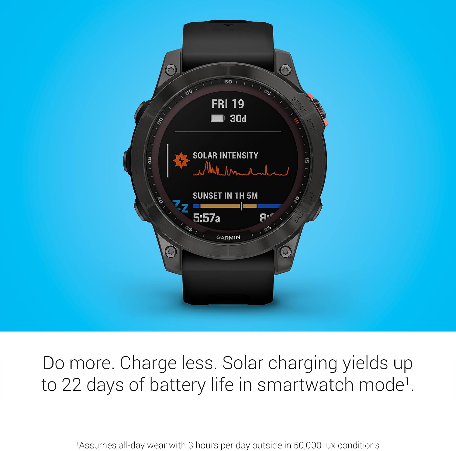 Garmin fenix 7 Solar, adventure smartwatch, with Solar Charging Capabilities, rugged outdoor watch with GPS, touchscreen, Slate Gray and Black Band One Size (Renewed)