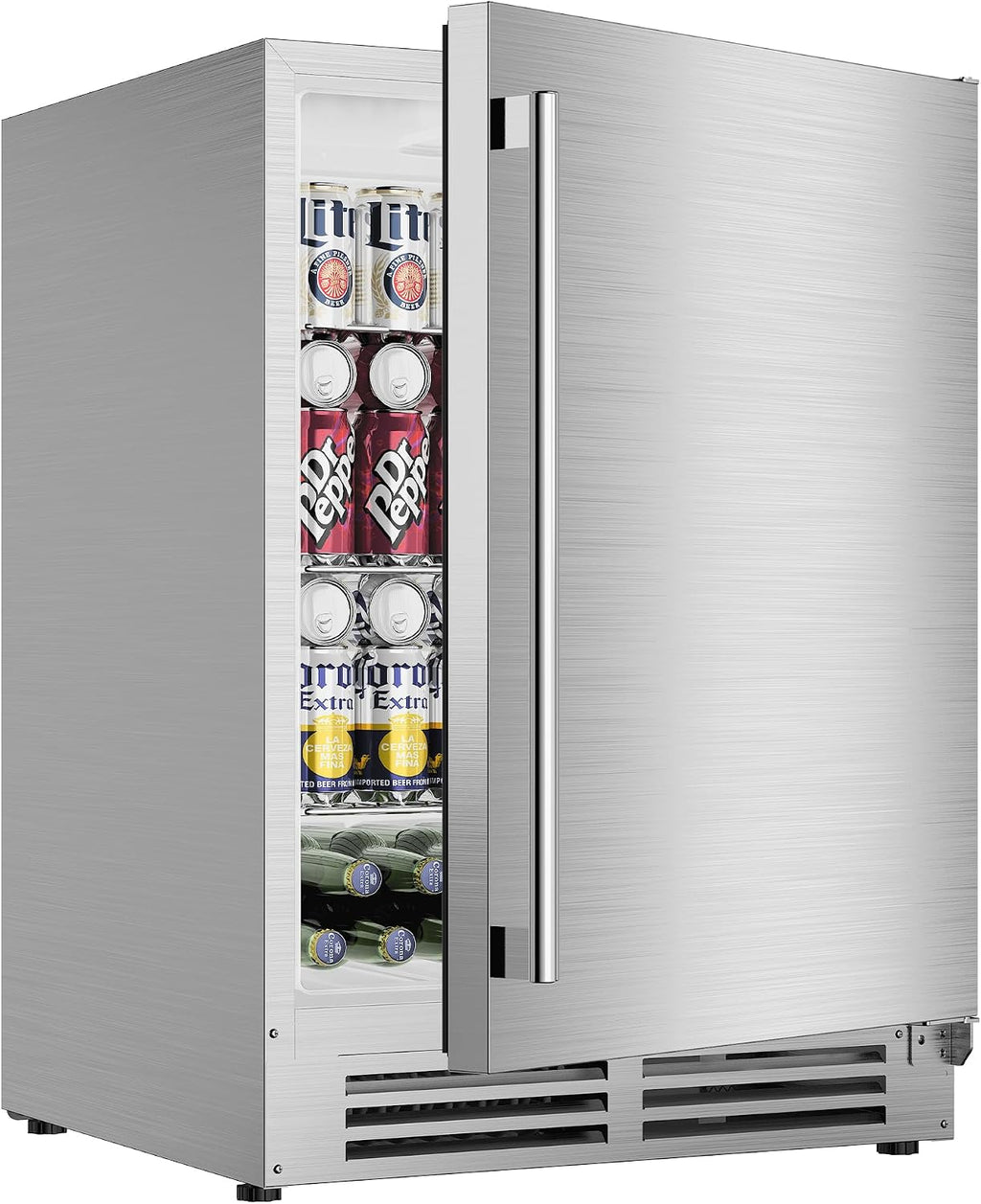 Coolake 24″ Outdoor Refrigerator for Patio, 5.3 Cu.ft/180 Cans Under Counter Beverage Cooler, Stainless Steel Built-in or Freestanding Weather Proof Beverage Fridge for Backyard Kitchen