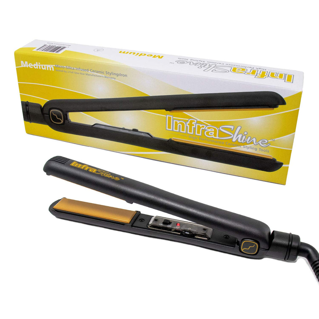 Original Medium Flat Iron, 1 inch, Black - Ceramic Floating Plates for Smooth, Shiny, Frizz-Free Hair - 1 Year Warranty, Made in Korea