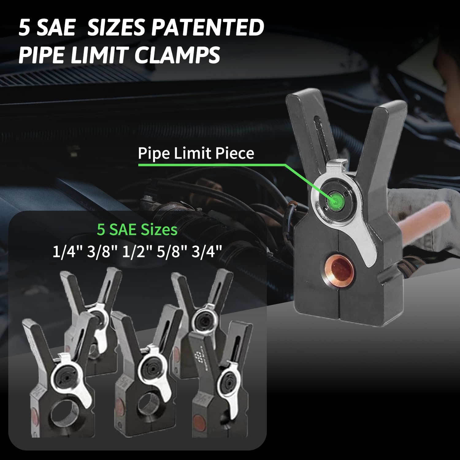 Brake Flaring Tool Kit 1/4' - 3/4' Electric Flaring Tool for Copper Tubing Pipe Precision Flaring Tool HVAC 5 SAE Sizes Clamps 45° Eccentric Cone Flare Gauge Set with 2200mAh Powered Flare Tool Set