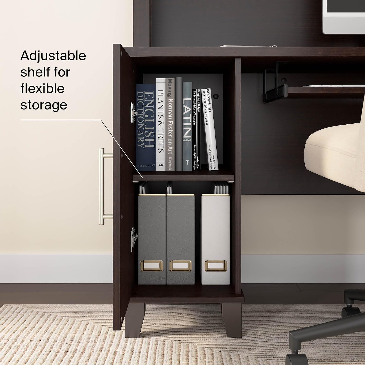 Bush Home 72-Inch L-Shaped Desk with Hutch, Corner Computer Office Desk with File and Box Drawers, Shelves and Storage Cabinet, Home Office Workstation, Somerset Collection, Mocha Cherry