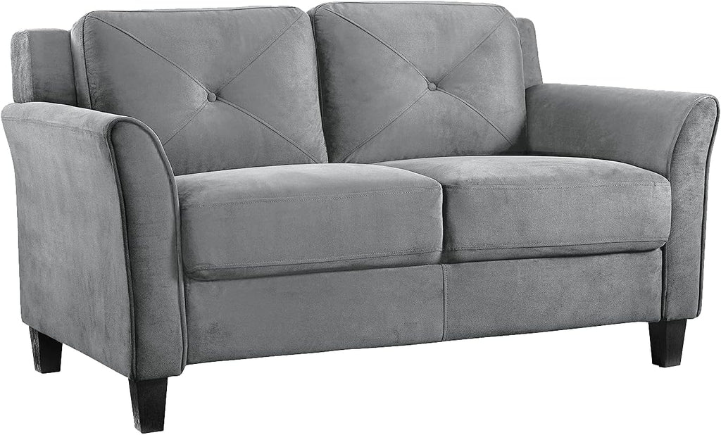 Studio Living Harrington 57.9' Loveseat, Transitional Modern, Pocket Coil Comfort, Easy Assembly, Microfiber Fabric, Dark Grey