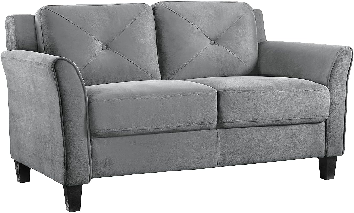 Studio Living Harrington 57.9' Loveseat, Transitional Modern, Pocket Coil Comfort, Easy Assembly, Microfiber Fabric, Dark Grey