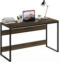 Furinno Moretti Computer Desk, Gaming Desk with Metal Frame, Office Desk, 52' Width, for Home Office, Gaming, Study, Brown Walnut