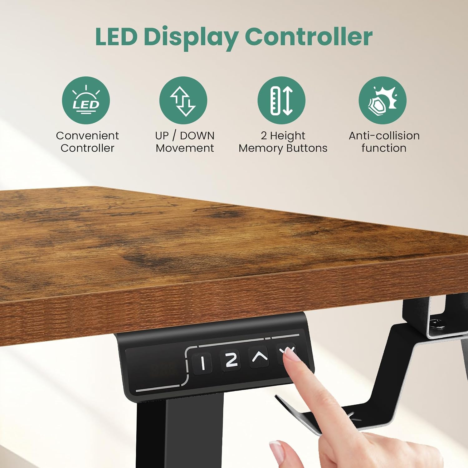 63' L Shaped Standing Desk,Electric Height Adjustable Corner Stand Up Desk, Ergonomic Sit Stand Home Office Computer Desk with Splice Board (Brown)