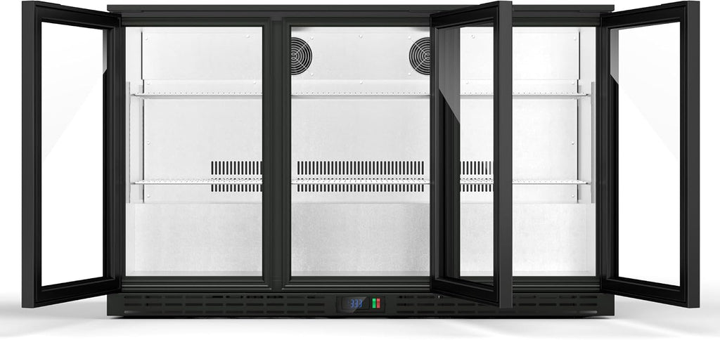 Coolake 53' Back Bar Cooler with 3 Glass Doors, 11.7 cu.ft Commercial Under Counter Height Beverage Refrigerator, Stainless Steel Beer Fridge with LED Lighting for Soda Drinks, Beer, Wine