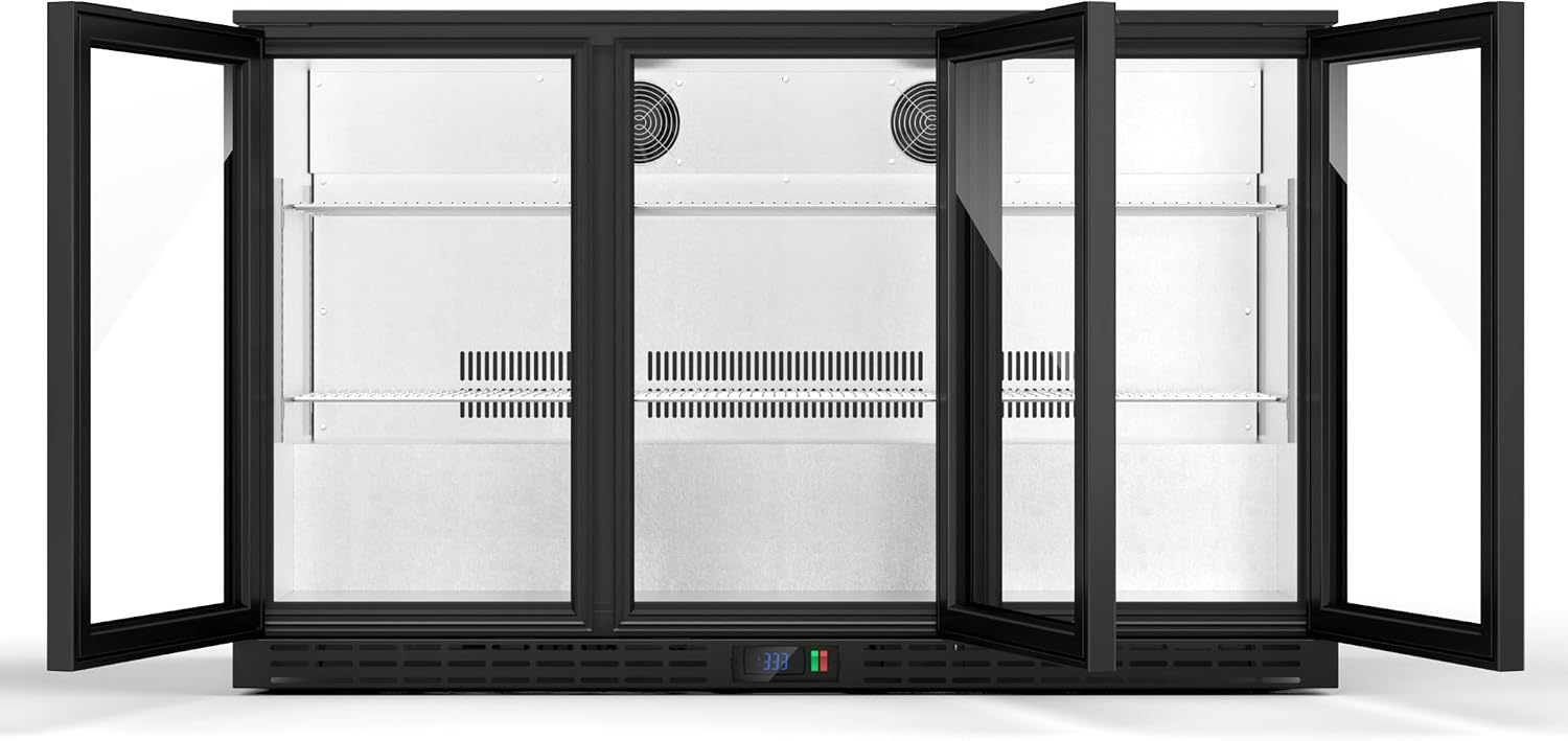 Coolake 53' Back Bar Cooler with 3 Glass Doors, 11.7 cu.ft Commercial Under Counter Height Beverage Refrigerator, Stainless Steel Beer Fridge with LED Lighting for Soda Drinks, Beer, Wine