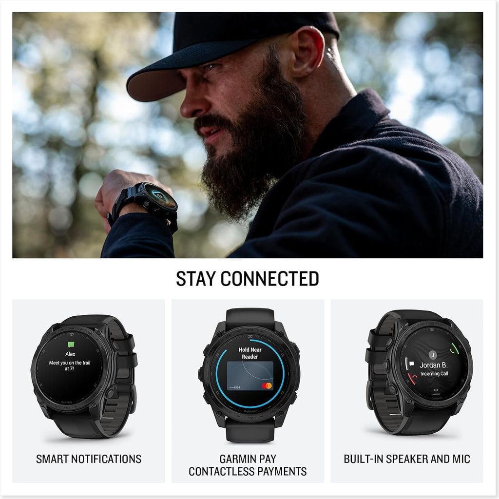 Garmin tactix 8 AMOLED (51mm) Premium Tactical GPS Smartwatch Bundle - Includes Applied Ballistics Ultralight Solver, Built-in LED Flashlight with PlayBetter Portable Charger & HD Screen Protectors