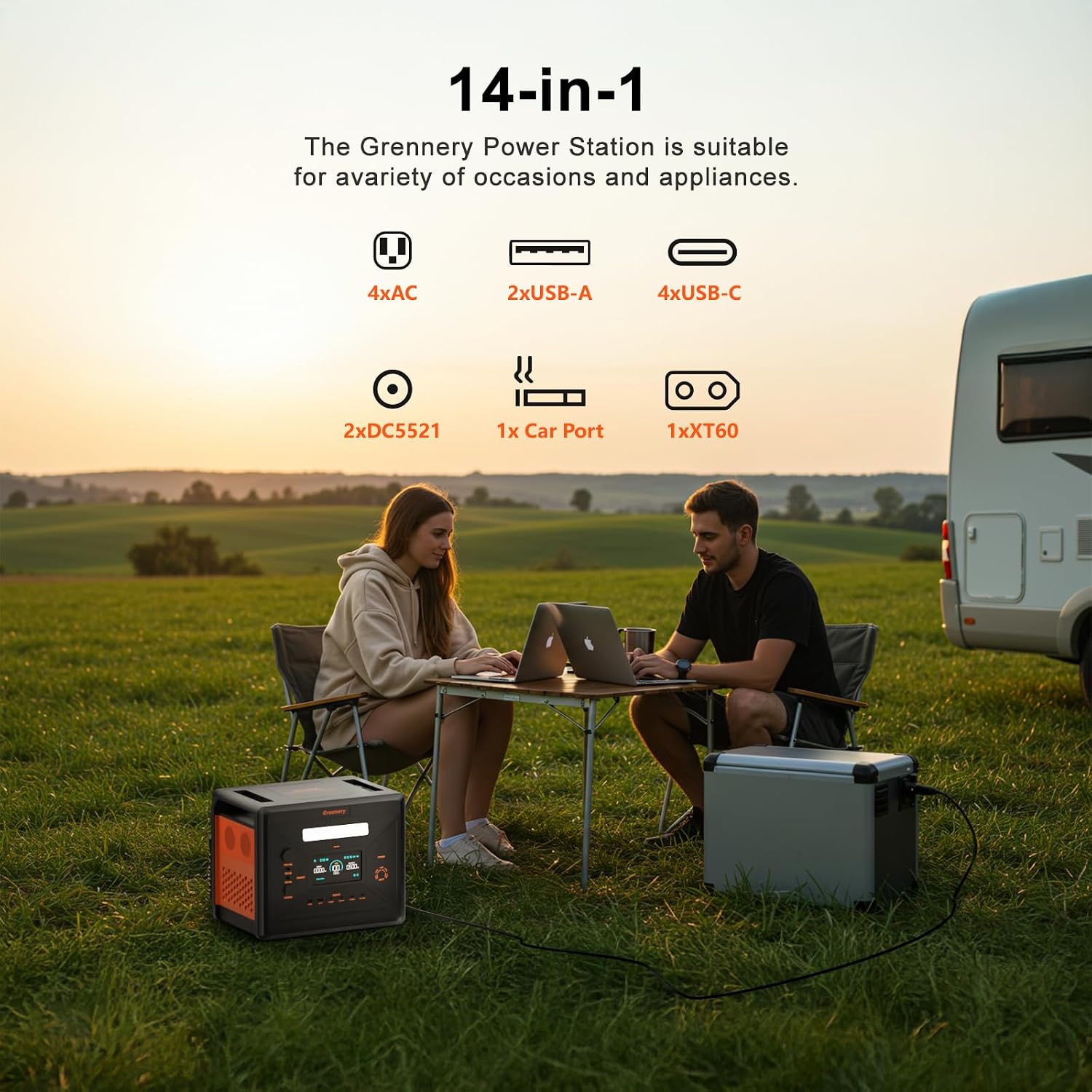 Greenery 2500W/2304Wh Portable Power Station, Solar Generator with 2x200W Solar Panel, Large Capacity Power Supply, BMS Emergency Power Station for Home Backup, Camping, Outdoor Battery Backup