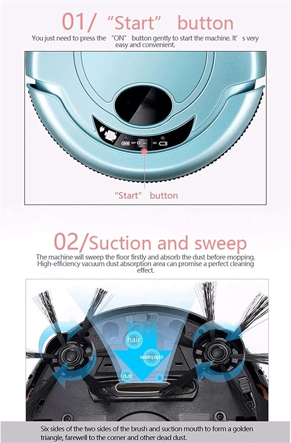 Robot Vacuum Cleaner (Slim), Connected Robotic Vacuum Cleaner, Super Quiet, Self-Charging Auto Boost Sweeper for Pet Hair, Carpets, Tiles, Hard Floors (Color : Blue)