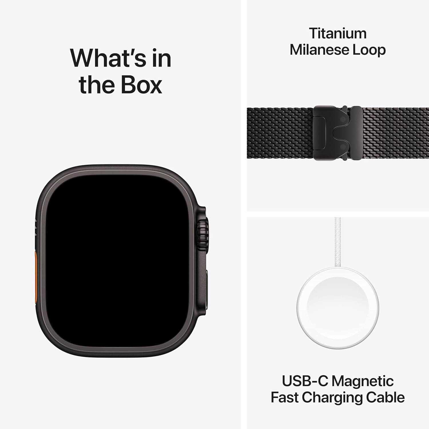 Apple Watch Ultra 3 [GPS + Cellular 49mm] Running & Multisport Smartwatch w/ Rugged Titanium Case w/ Black Titanium Milanese Loop - S w/ AppleCare+ (2 years)