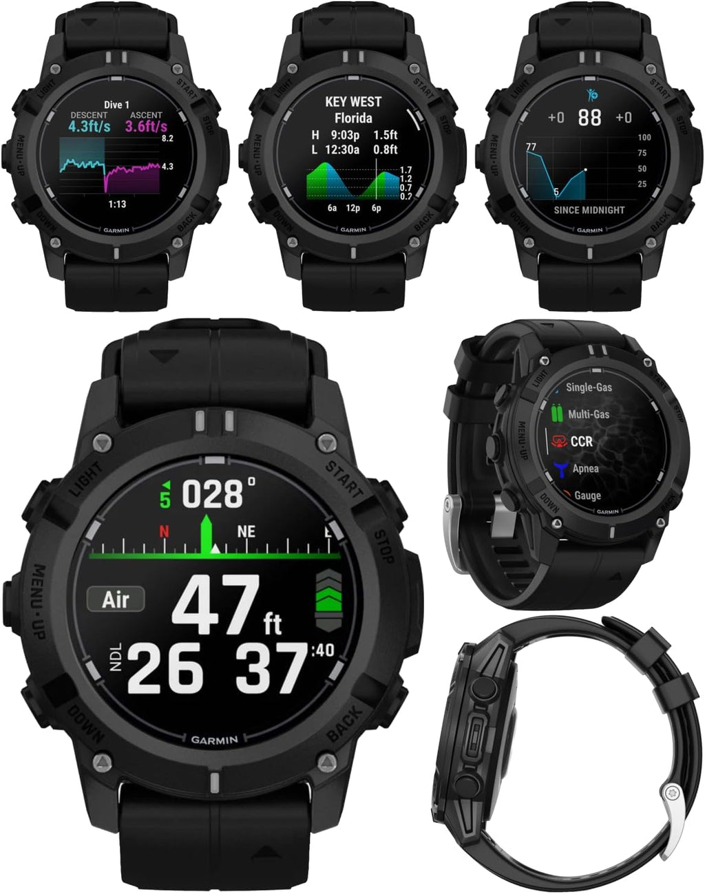 Garmin Descent G2 Watch-Style Dive Computer Smartwatch Black with Black Silicone Band, AMOLED Display, Diving PowerBank Bundle