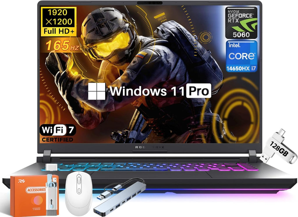 ASUS ROG Strix G16 (2025) Gaming Laptop, 16' FHD+ 165Hz/3ms ROG Nebula Display, Intel Core i7-14650HX, NVIDIA GeForce RTX 5060(>4070), 64 GB DDR5 RAM, 4 TB SSD, Wi-Fi 7, RGB Keyboard, Windows 11 Pro