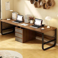 Two Person Desk with 3 Drawers, Large Double Study Writing Table, Wooden 2 Person Gaming Desk Computer Table Dual Workstation, for Home Office(Walnut,200cm/78.74in)