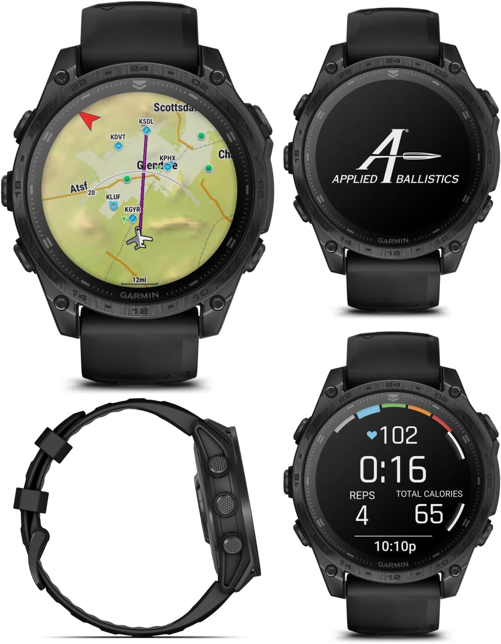 Garmin Tactix 8, 47mm AMOLED Display, Titanium Bezel, Sapphire Lens, Premium Tactical GPS Smartwatch, Includes Applied Ballistics Ultralight Solver, 40M Dive Rating, w/Wearable4U BlackEarbuds Bundle