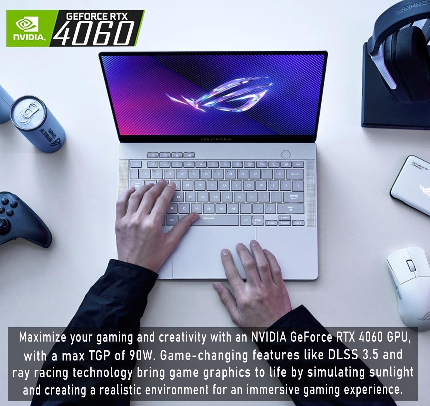 ASUS 2024 MUX ROG Zephyrus G14 14' OLED 120HZ 3K(2880 x 1800) Gaming Laptop - AMD RYZEN 9 8945HS - NVIDIA GEFORCE RTX 4060-1TB SSD – Win 11 Home-W/Mouse PAD