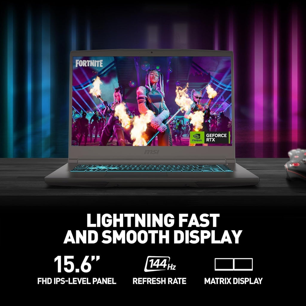 msi Thin 15 15.6' FHD 144Hz Gaming Laptop, Intel i5-13420H (8 Cores, Up to 4.6 GHz), NVIDIA GeForce RTX 4050, 16GB RAM, 512GB PCIe SSD, Wi-Fi 6E, USB-C, Backlit Keyboard, HD Camera, Gray, Windows 11