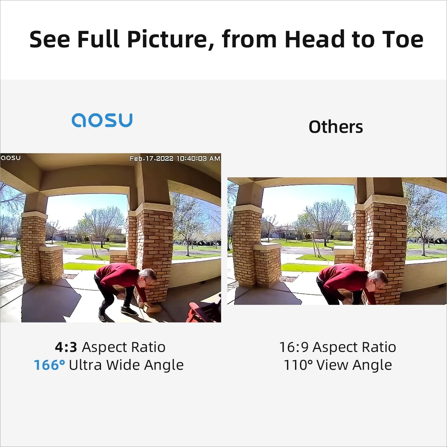 AOSU Solar Security Cameras Wireless Outdoor,4 Cam Kit 2K Doorbell Camera Wireless, No Subscription, No Monthly Fee.
