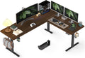 WALKINGDESK 75x61 Inches Reversible L Shaped Standing Desk Height Adjustable with Cup Holder, Electric Corner Computer Workstation for Home Office, Ergonomic Sit Stand up Gaming Desk, Black Walnut
