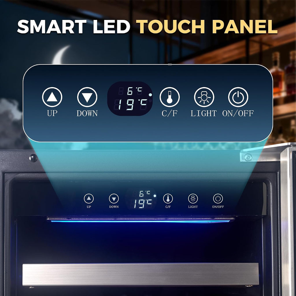 Iceblue Wine Fridge, 33 Bottles Wine Cooler Refrigerator, 41℉-72℉ Adjust Temperature Mini Fridge, Built-in Wine Refrigerator, Freestanding Beverage Refrigerator for Home, Office, Bar, Gift (Silver)