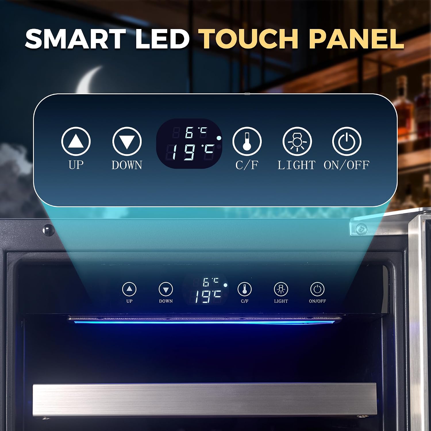 Iceblue Wine Fridge, 33 Bottles Wine Cooler Refrigerator, 41℉-72℉ Adjust Temperature Mini Fridge, Built-in Wine Refrigerator, Freestanding Beverage Refrigerator for Home, Office, Bar, Gift - Silver