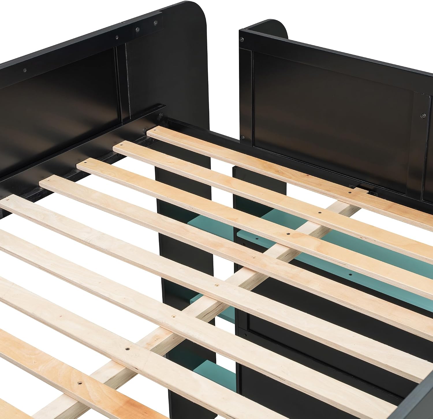 Full Size Gamer Loft Bed with Height-Adjustable Desk,Wardrobe,Ample Storage Space,and RGB Light, Wooden Bunk Bed for Gaming Setup (Cloud Blue/A1)
