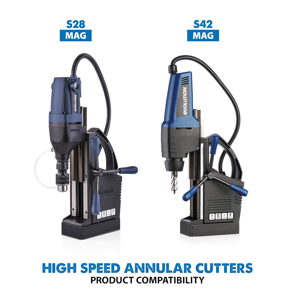 Evolution Power Tools Annular Cutter Kit for Magnetic/Mag Drills, 1 Inch Depth Drill Bit, Mixed Width 7/16 to 1-1/8 Inch, Carry Case Included, Set of 12