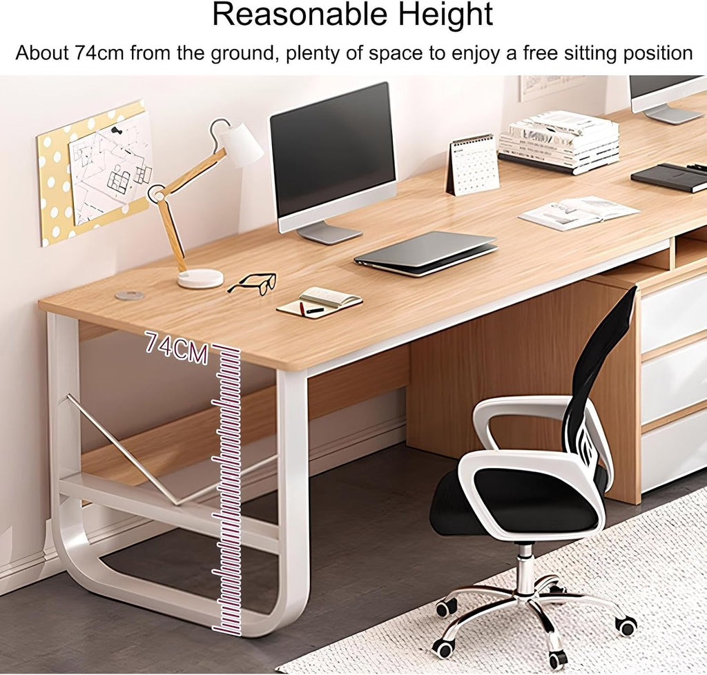 Two Person Desk with 3 Drawers, Large Double Study Writing Table, Wooden 2 Person Gaming Desk Computer Table Dual Workstation, for Home Office(Walnut,200cm/78.74in)