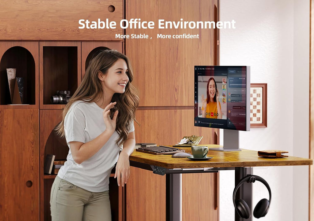 Claiks Standing Desk with Drawers, Electric Standing Desk Adjustable Height, Stand Up Desk Computer Workstation, 40 Inch, Rustic Brown
