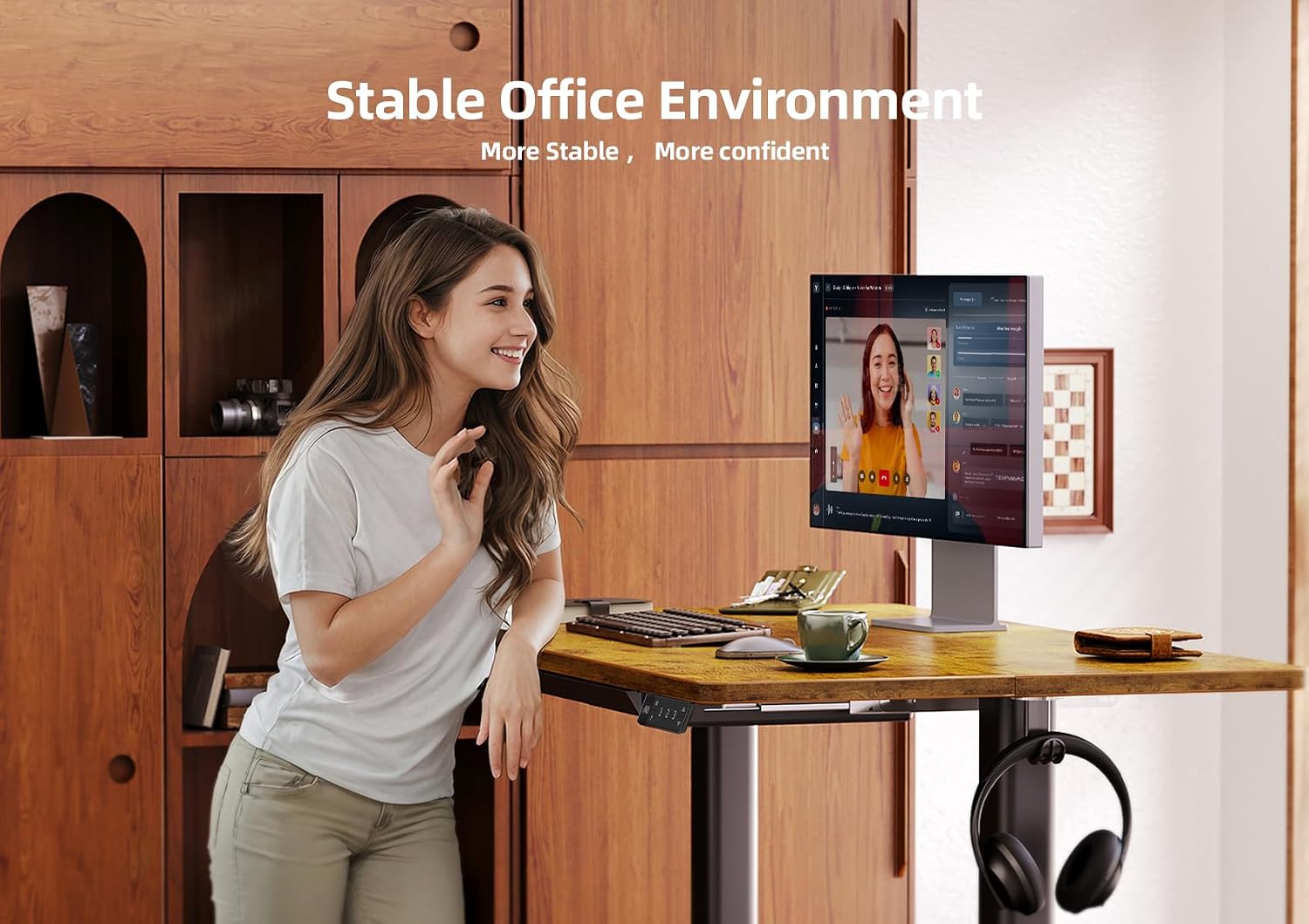 Claiks Standing Desk with Drawers, Electric Standing Desk Adjustable Height, Stand Up Desk Computer Workstation, 40 Inch, Rustic Brown