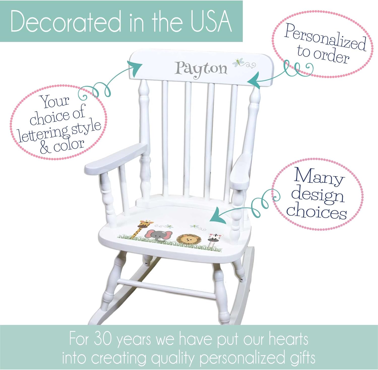 My Bambino Personalized Wooden Rocking Chair for Kids | Boys Wood Rocking Chair | Custom Name Toddler Chair | Baby Shower & Birthday Gift