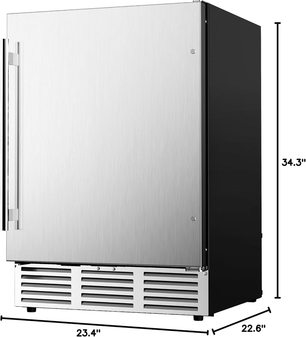 Icyglee 24 Inch Beverage Refrigerator, 180 Cans Undercounter Beverage Fridge with Stainless Steel for Home and Patio Use, Outdoor Refrigerator for Soda, Beer, Wine