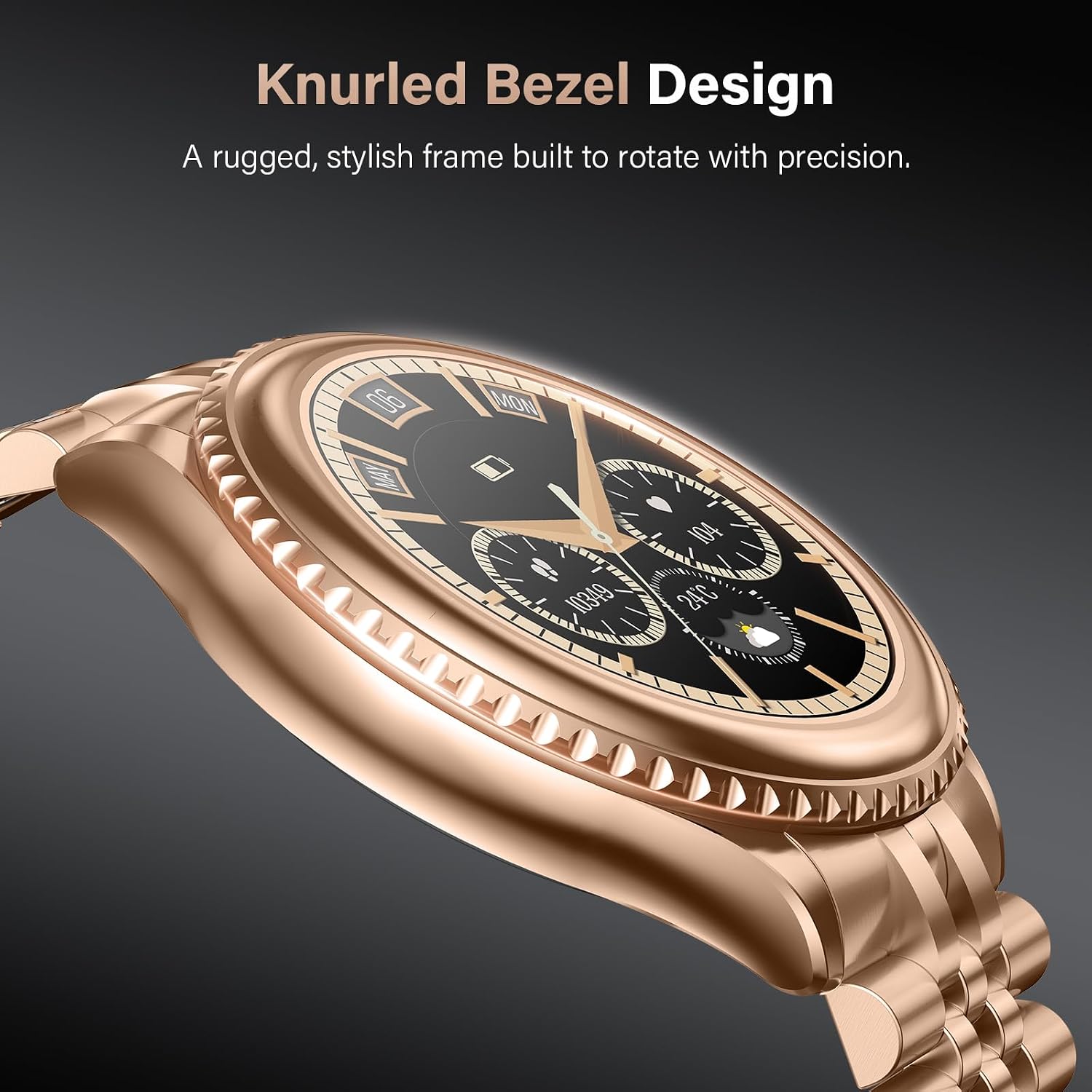 2026 Luxury Smart Watch for Men, Rotating Dial (Axe-Cut Bezel) Smartwatch, 1.32' AMOLED Display, Heart Rate, Blood Pressure, SpO2, Sleep Monitor, Stainless Steel Build, Compatible Android and iOS