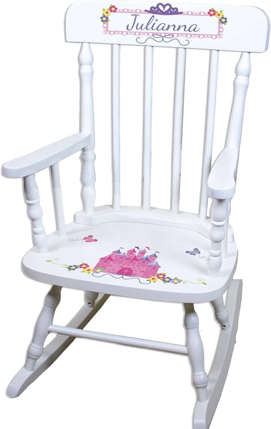 My Bambino Personalized Wooden Rocking Chair for Kids | Girls Rocking Chair White Wood Rocker | Custom Name Toddler Chair | Baby Shower & Birthday Gift